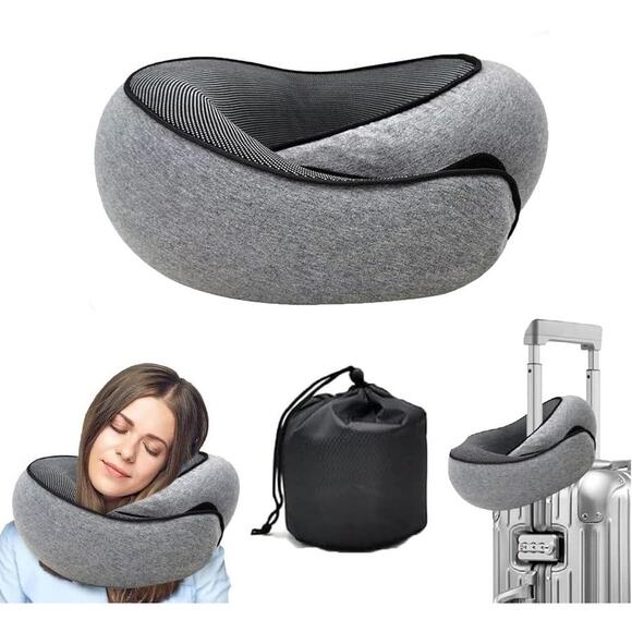 Travel Pillows for Airplanes Neck Pillow Memory Foam Comes with Travel Bag - Picture 1 of 8